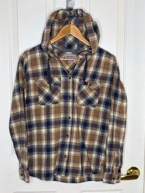 Carhartt Plaid Hooded Flannel Jacket - Brown Navy Cream